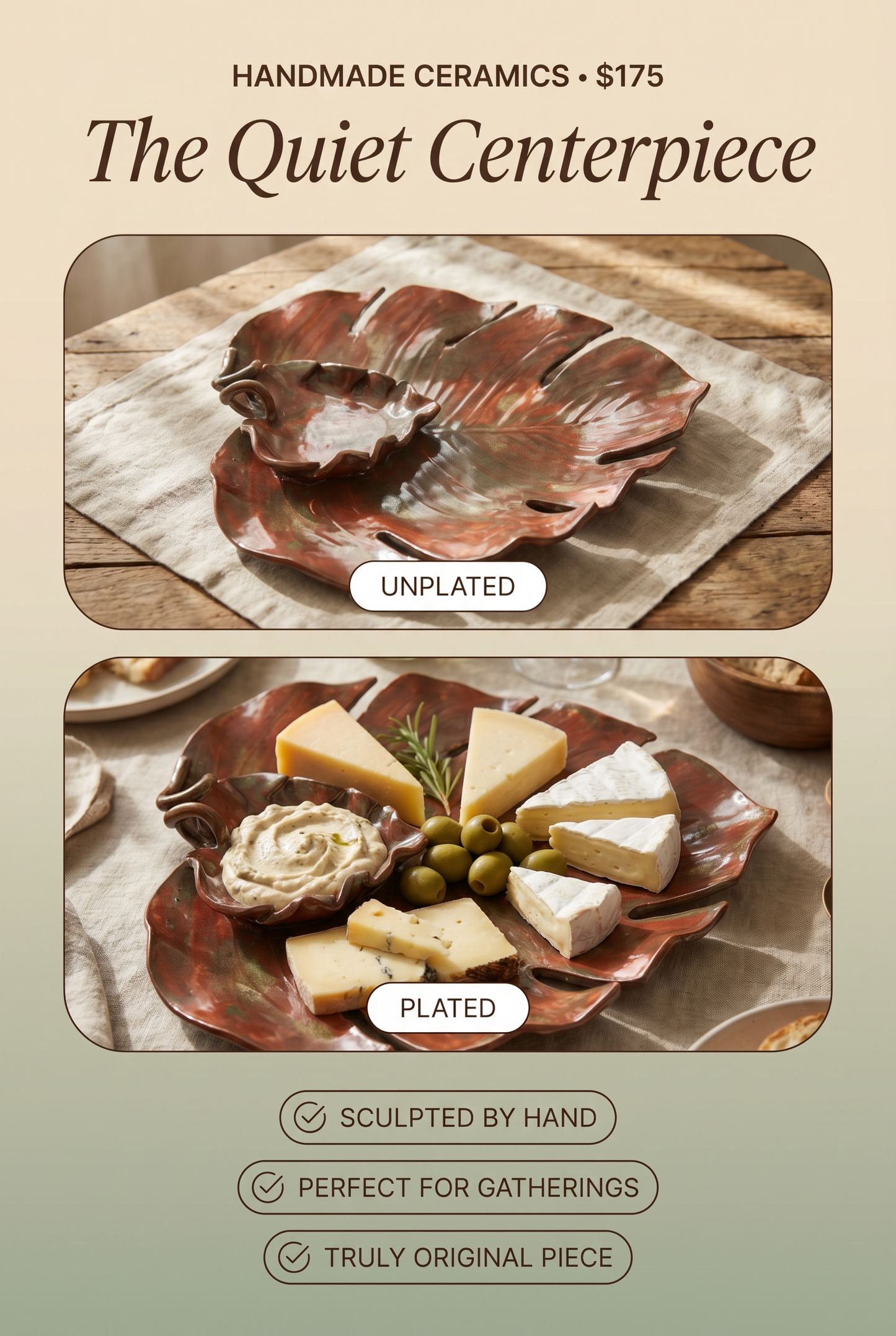 Brown Leaf Dipping Platter