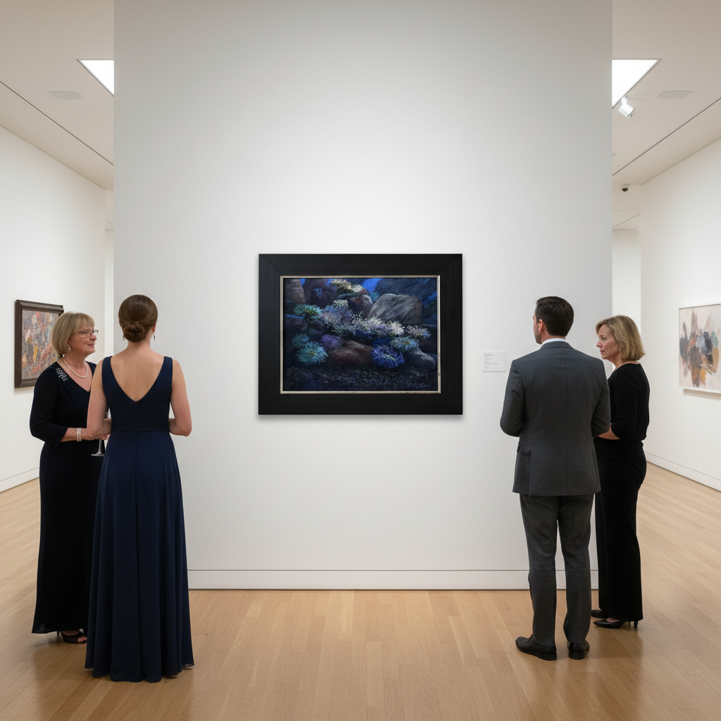 Original pastel painting of underwater anemones and flora by Glinda Schafer, Audubon Aquarium New Orleans — Helping Hands Gallery