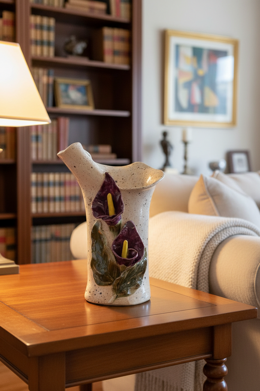 Vase with Purple Calla Lilies