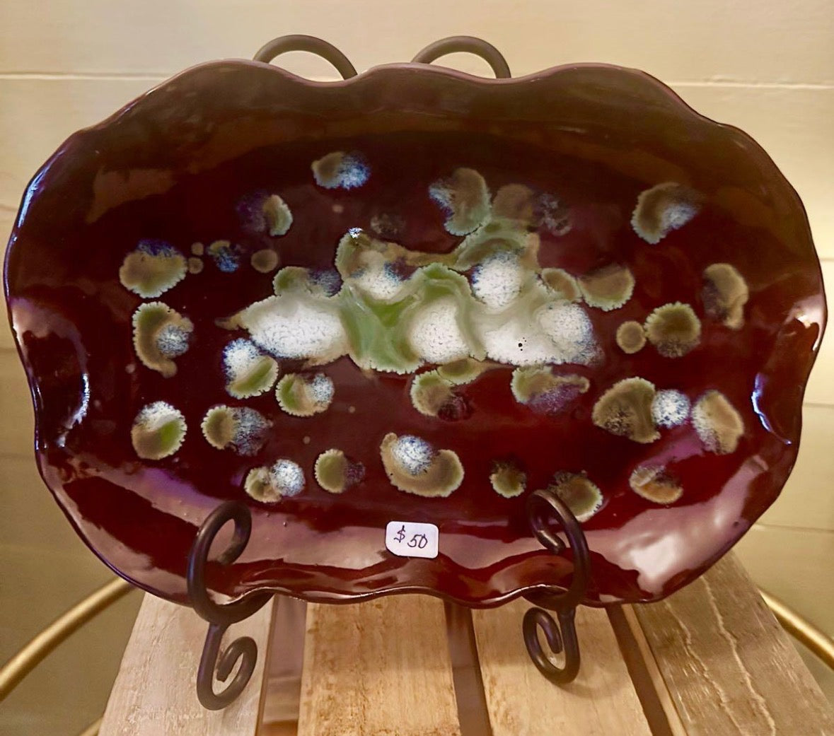 Dark Red Decorative Plate
