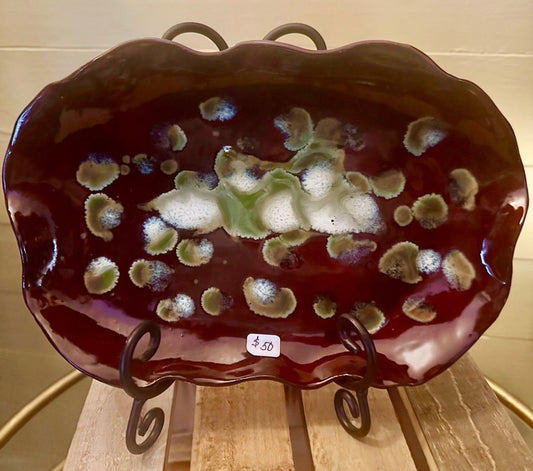Dark Red Decorative Plate