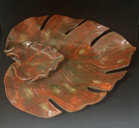 Brown Leaf Dipping Platter