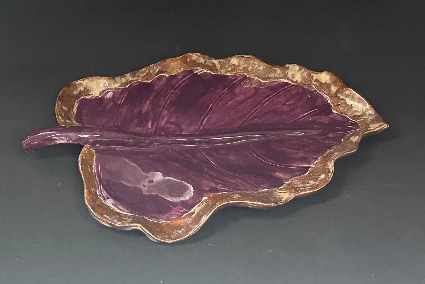 Purple Leaf Platter — Handcrafted Ceramic Art Platter
