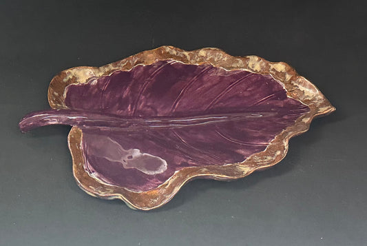 Purple Leaf Platter — Handcrafted Ceramic Art Platter
