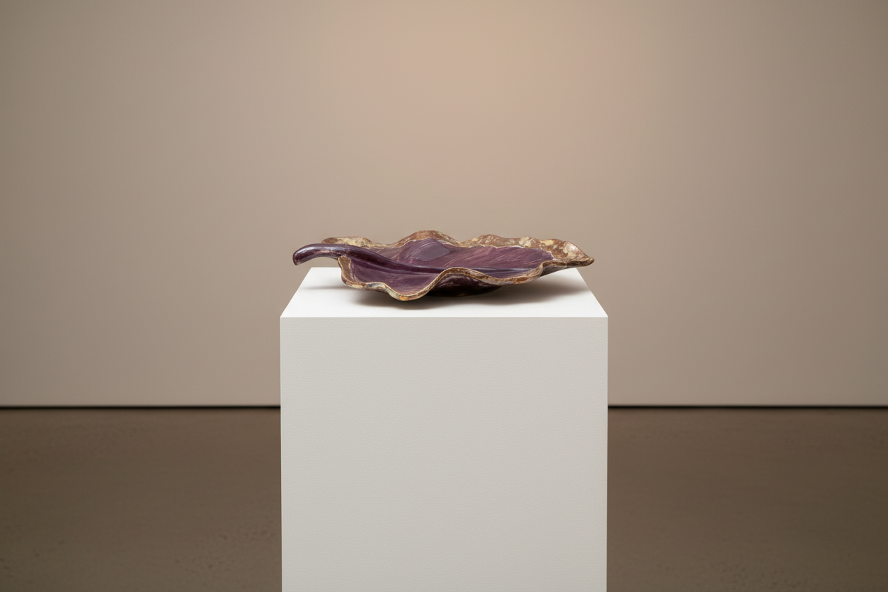 Purple Leaf Platter — Handcrafted Ceramic Art Platter