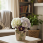 Speckled Ceramic Vase with Purple Flower