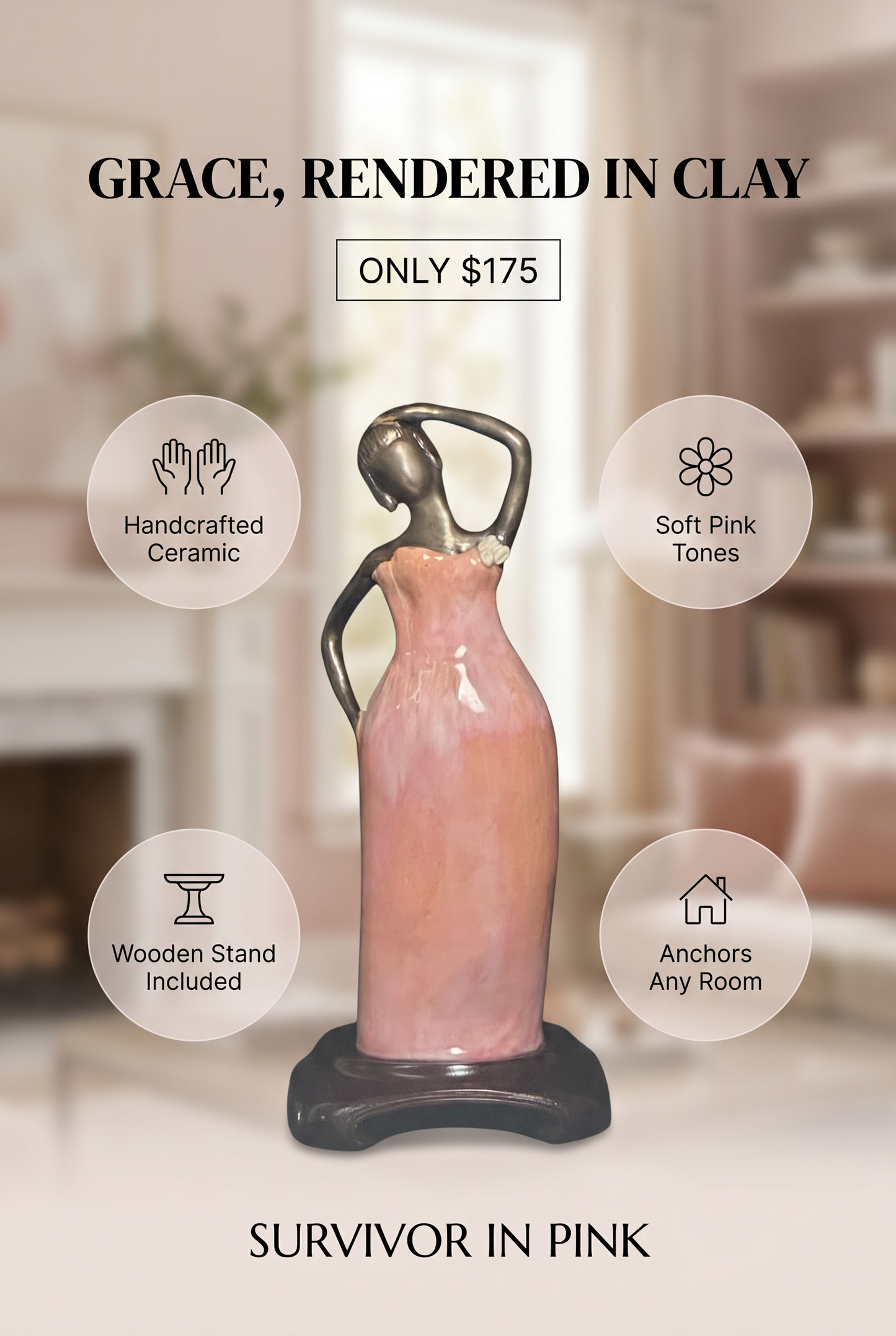 Survivor In Pink – on Wooden Stand