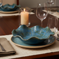 Azure Wave Ceramic Bowl — Handmade & Carved