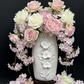 Speckled White Vase with Flowers — Handcrafted Ceramic Art