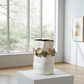 Wildflower Ceramic Vase with Cream Flowers and Leaves